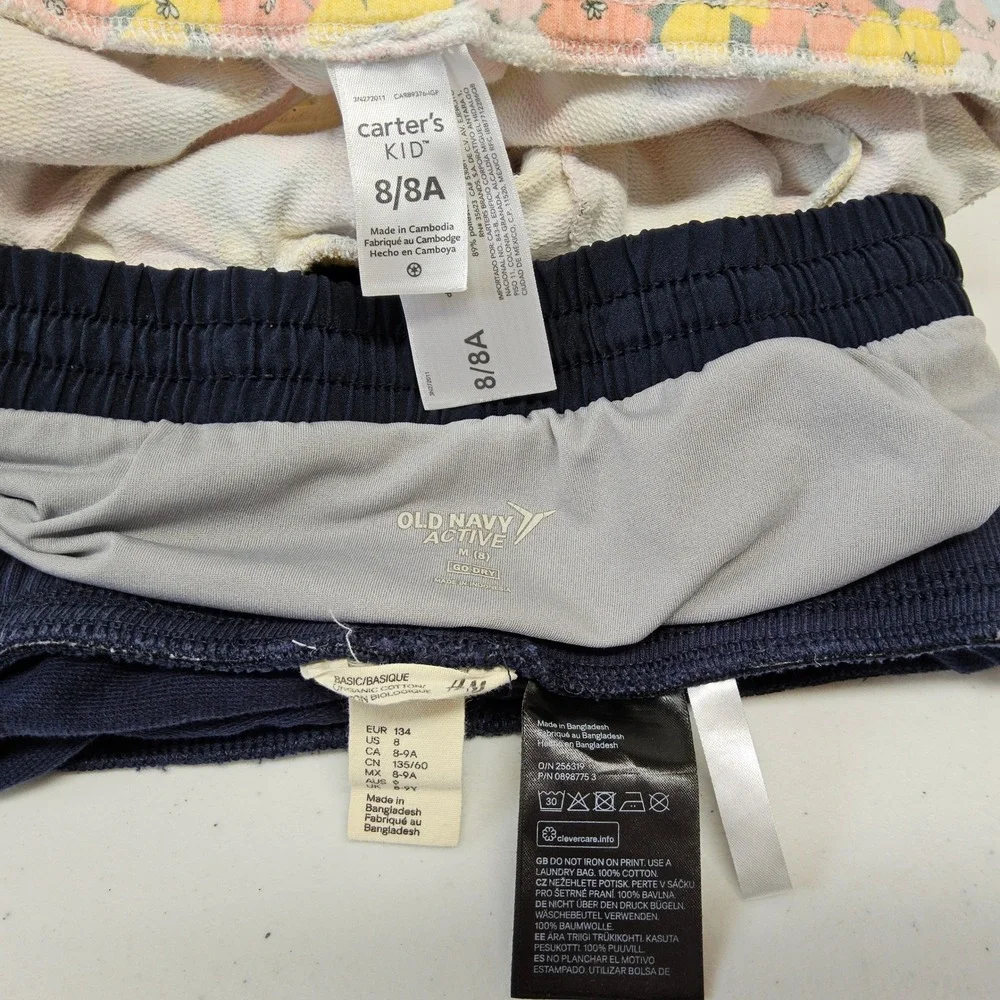 Old Navy Carters HM Shorts Girls Size 8 Bundle Blue Floral Shells 3pk